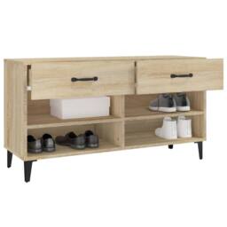 Berkfield Home Shoe Cabinet Sonoma Oak 102x35x55 cm Engineered Wood in Light Brown - Size: 102 x 35 x 55 cm - thumbnail 5