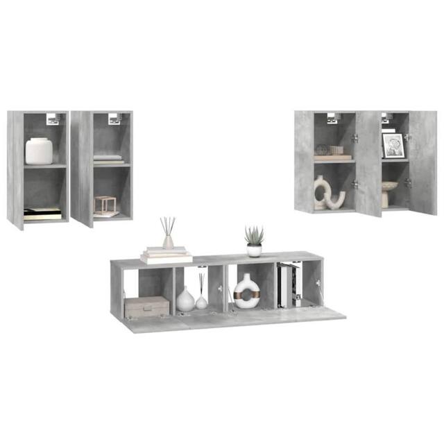 Berkfield Home Practical 6 Piece TV Cabinet Set Concrete Grey Engineered Wood - image 1