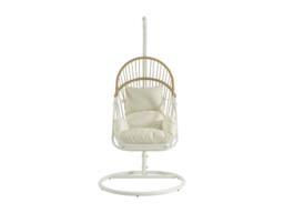 Vente-unique Woven Resin Hanging Chair - Light Natural With White Cushions - LUTUS in Light Oak - thumbnail 5
