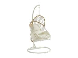 Vente-unique Woven Resin Hanging Chair - Light Natural With White Cushions - LUTUS in Light Oak - thumbnail 4