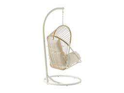 Vente-unique Woven Resin Hanging Chair - Light Natural With White Cushions - LUTUS in Light Oak - thumbnail 6