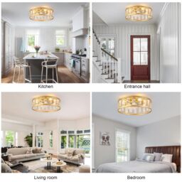 Garwarm 4 Lights Caged Ceiling Fan with Lights Gold Square - thumbnail 8