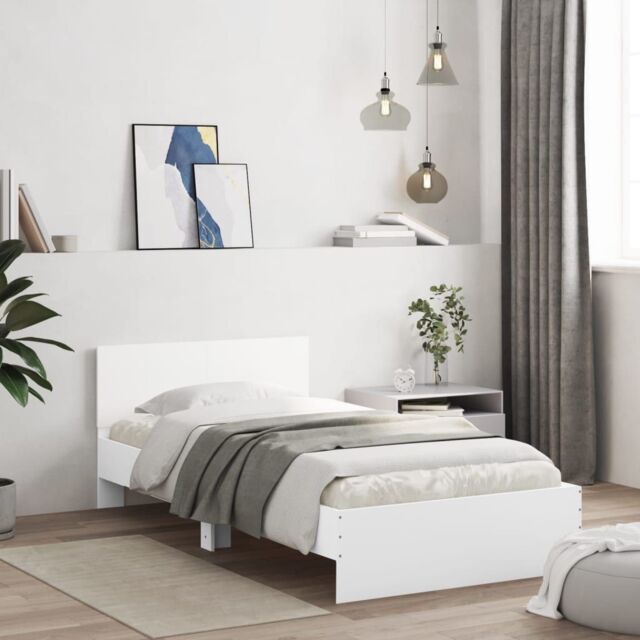 Berkfield Home Bed Frame without Mattress with Headboard White 100x200 cm - image 1