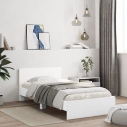 Berkfield Home Bed Frame without Mattress with Headboard White 100x200 cm - thumbnail 1