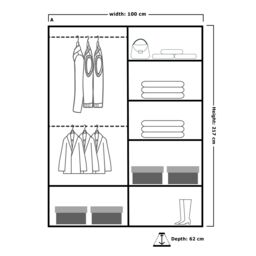 MN Furniture Cuba Sliding Mirror Wardrobe - LED Light 100cm x 217cm in Grey - Size: 100 cm x 217 cm - thumbnail 4