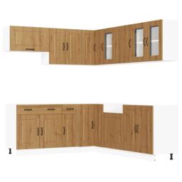 Berkfield Home 11 Piece Kitchen Cabinet Set Kalmar Artisan Oak Engineered Wood in Brown - thumbnail 2