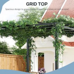 OUTSUNNY 3x3m Metal Gazebo Pergola Grape Trellis Climbing Plants Sun Shelter in Black - thumbnail 5
