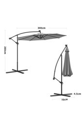 Living and Home Outdoor 32 LED Lighted Patio Umbrella with Crank Lift System with Base in Light Grey - thumbnail 6