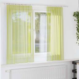 Berkfield Home Voile Curtains with Rod Pockets 2 pcs Apple Green in Bright Green - thumbnail 2