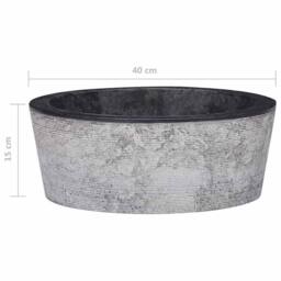 Berkfield Home Sink Black √ò40x15 cm Marble - Size: 40x15 cm - thumbnail 7