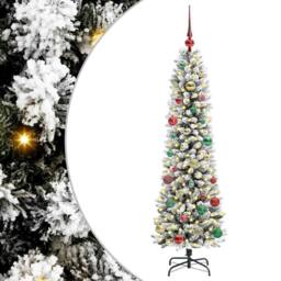 Berkfield Home Artificial Christmas Tree with 150 LEDs Green & white 150 cm - thumbnail 2