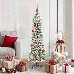 Berkfield Home Artificial Christmas Tree with 150 LEDs Green & white 150 cm