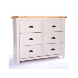 Cabinet Bits Argenta 6 Drawer Chest of Drawers Brass Cup Handle in Light Grey - thumbnail 1