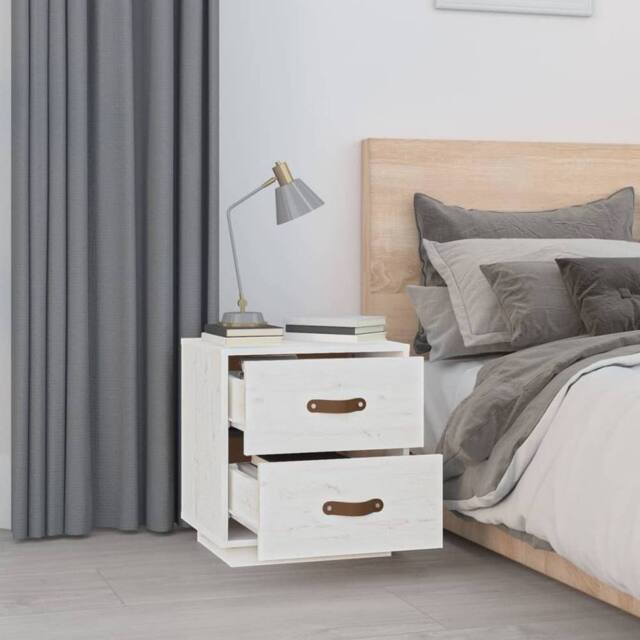 Berkfield Home Beautiful Bedside Cabinet White 40x34x45 cm Solid Wood Pine - Size: 40 x 34 x 45 cm - image 1