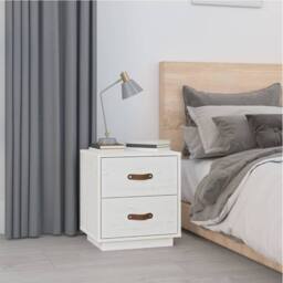 Berkfield Home Beautiful Bedside Cabinet White 40x34x45 cm Solid Wood Pine - Size: 40 x 34 x 45 cm - thumbnail 2
