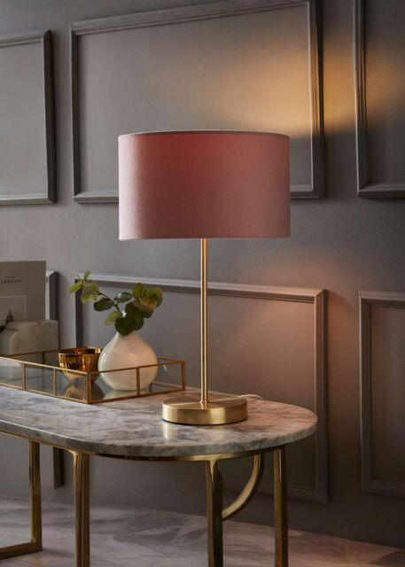 ValueLights Charlie Gold Stem Table Lamp Light with Velvet Shade in Dusty Pink - Size: 10 inches - image 1