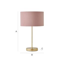 ValueLights Charlie Gold Stem Table Lamp Light with Velvet Shade in Dusty Pink - Size: 10 inches - thumbnail 8