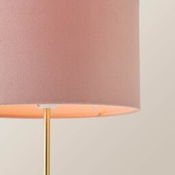 ValueLights Charlie Gold Stem Table Lamp Light with Velvet Shade in Dusty Pink - Size: 10 inches - thumbnail 4