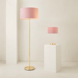 ValueLights Charlie Gold Stem Table Lamp Light with Velvet Shade in Dusty Pink - Size: 10 inches - thumbnail 6