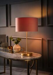 ValueLights Charlie Gold Stem Table Lamp Light with Velvet Shade in Dusty Pink - Size: 10 inches - thumbnail 2