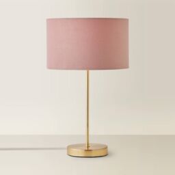 ValueLights Charlie Gold Stem Table Lamp Light with Velvet Shade in Dusty Pink - Size: 10 inches - thumbnail 3