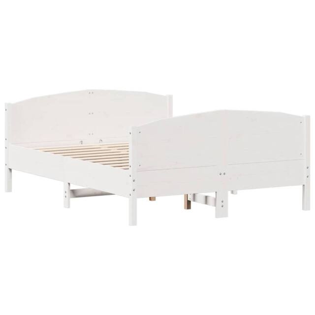 Berkfield Home Beautiful Bed Frame without Mattress White 135x190 cm Double Soli - image 1