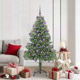 Berkfield Home Lush Christmas Tree with 300 LEDs with Stand Green 180 cm PVC - thumbnail 2
