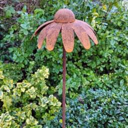 Poppyforge 2 Feet Cone Flower Plant Pin (Pack of 3) - Bare Metal/Ready to Rust in Brown - thumbnail 2