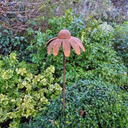 Poppyforge 2 Feet Cone Flower Plant Pin (Pack of 3) - Bare Metal/Ready to Rust in Brown - thumbnail 1