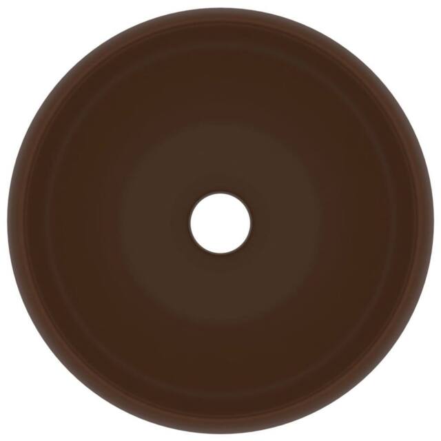Berkfield Home Luxury Wash Basin Round Matt Dark Brown 40x15 cm Ceramic - image 1