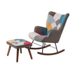 Matteo Vibrant Patchwork Rocking Chair & Footstool Set - thumbnail 5