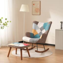 Matteo Vibrant Patchwork Rocking Chair & Footstool Set - thumbnail 4