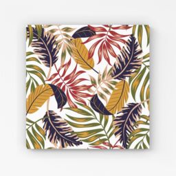 "Warren Reed - Designer Hawaiian Style Jungle Leaves Canvas in Brown - Size: W16"" x H16""" - thumbnail 1