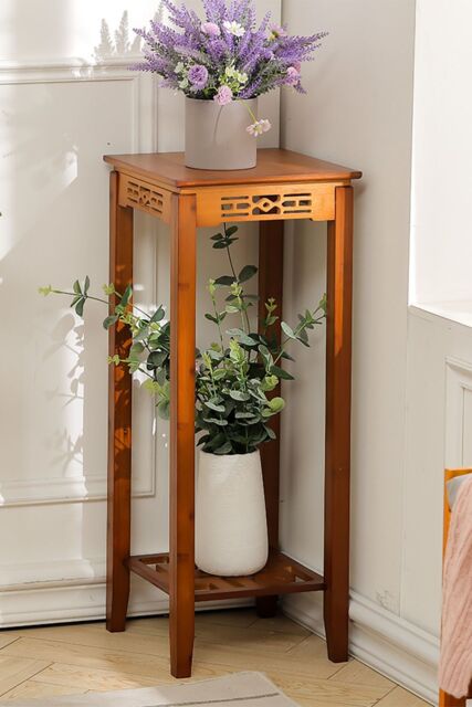 Living and Home 2-Tier Bamboo Plant Stand Classic Rustic Style Flower Stand in Brown - image 1