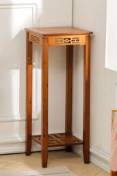 Living and Home 2-Tier Bamboo Plant Stand Classic Rustic Style Flower Stand in Brown - thumbnail 2