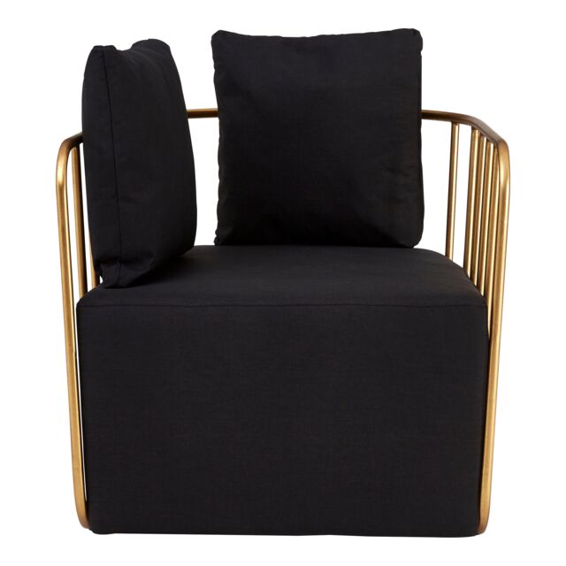 Orsina Chair with Black Fabric Seat, High-Quality Fabric Reading Chair, Gold Finish Accent Chair - image 1