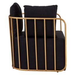 Orsina Chair with Black Fabric Seat, High-Quality Fabric Reading Chair, Gold Finish Accent Chair - thumbnail 4