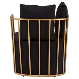 Orsina Chair with Black Fabric Seat, High-Quality Fabric Reading Chair, Gold Finish Accent Chair - thumbnail 3