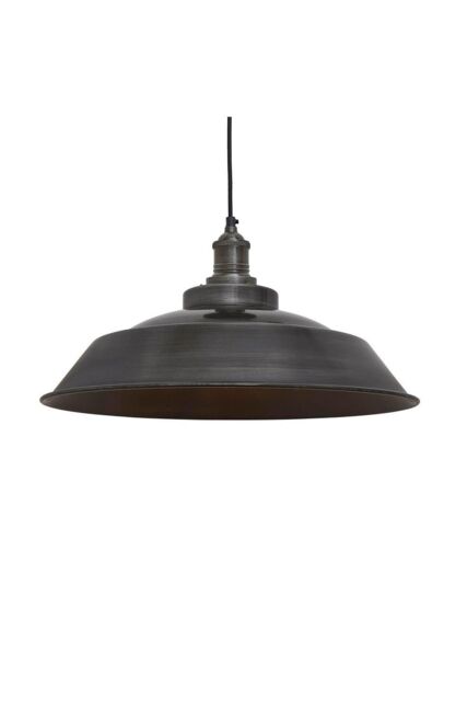 Industville Brooklyn Step Pendant, 16 Inch, Pewter, Pewter Holder in Dark Grey - image 1