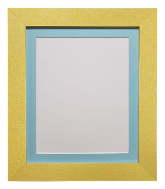 Frames & Mirrors 4U Metro Gold Frame with Blue Mount A3 Image Size A4 - image 1