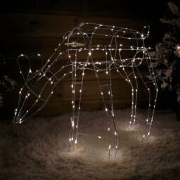 Samuel Alexander 63cm Outdoor Twinkling LED Grazing Reindeer Christmas Decoration in Warm White in Beige - thumbnail 3