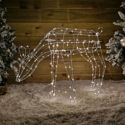 Samuel Alexander 63cm Outdoor Twinkling LED Grazing Reindeer Christmas Decoration in Warm White in Beige