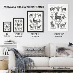 "Artery8 Antelope Savanna Africa Haeckel Botanical Wall Art Print Poster in White - Size: W12"" x H16""" - thumbnail 3