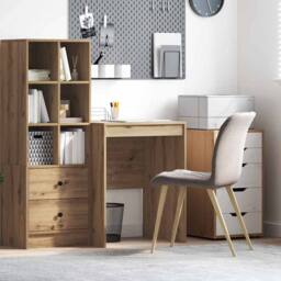 Berkfield Home Writing Desk Artisan oak Engineered wood 60 x 50 x 76 cm in Brown - thumbnail 2