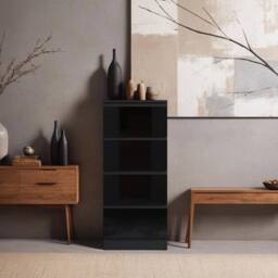 NESTLUNE Black 4 Drawer Chest Of Drawers Bedside High - Size: 100 cm x 15 cm - thumbnail 4