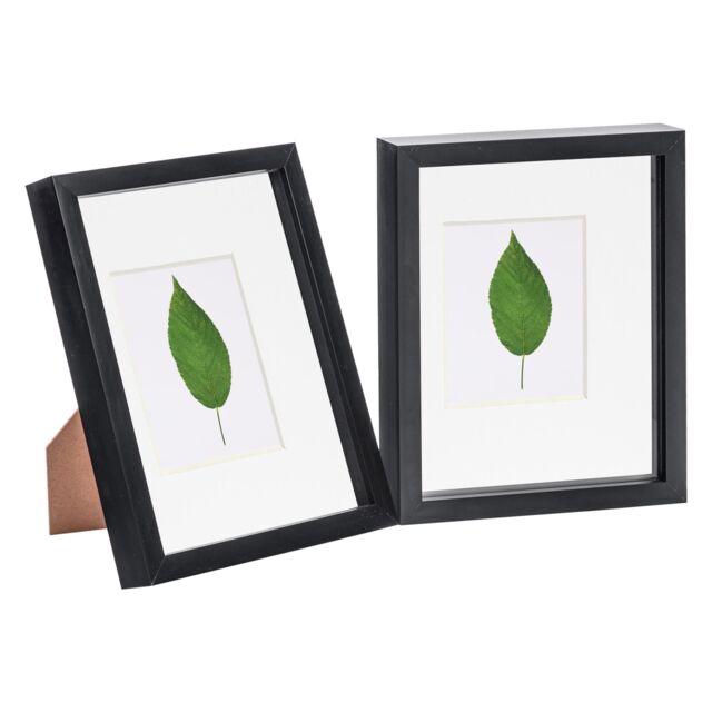 "Nicola Spring 3D Box Photo Frames - 8 x 10"" with 4 x 6"" Mount - Ivory Mount - Pack of 2 in Black" - image 1