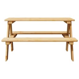 Berkfield Home Children's Table with Benches IRUN 90x79.5x50 cm Solid Wood in Brown - thumbnail 4