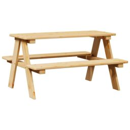 Berkfield Home Children's Table with Benches IRUN 90x79.5x50 cm Solid Wood in Brown - thumbnail 2
