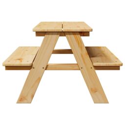 Berkfield Home Children's Table with Benches IRUN 90x79.5x50 cm Solid Wood in Brown - thumbnail 5