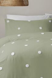 Appletree 'Dot Garden' 100% Cotton Embellished Duvet Cover Set in Light Green - Size: Double - thumbnail 2